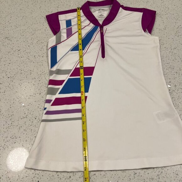 ADIDAS Climacool Stretch Women's Golf Polo Shirt Size Small Purple Blue White - Picture 8 of 15